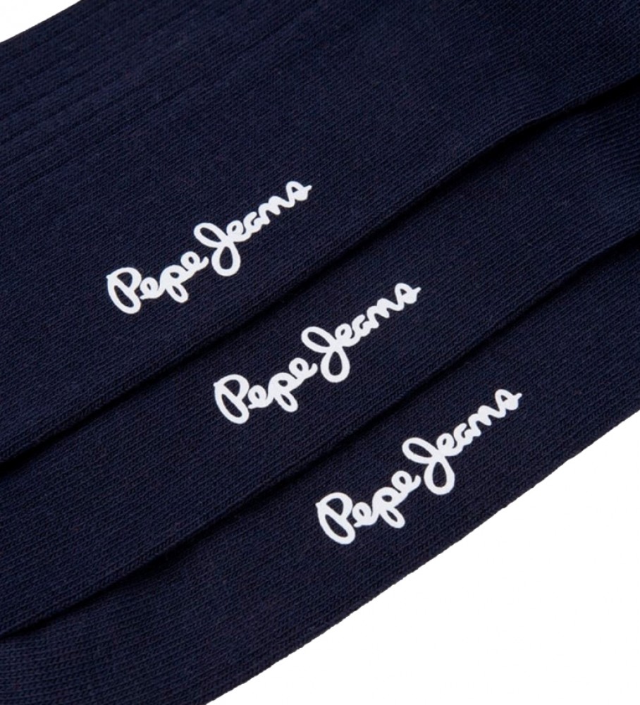 Pacote com 3 pares de meias Pepe Jeans com detalhes em azul marinho.