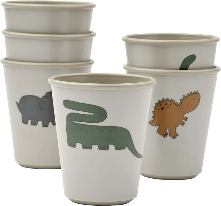 Liewood Lana Cup 6-Pack Dinosaurs / Mist-On Dinosaurs / mist