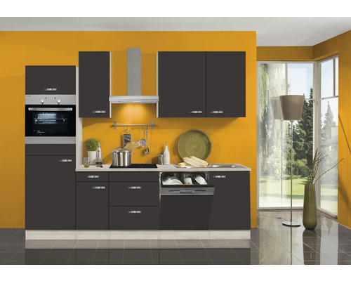 Optifit keukenblok met apparatuur Faro220 270 cm antraciet mat gedemonteerd omkeerbaar KPFR 2764DEC-9+