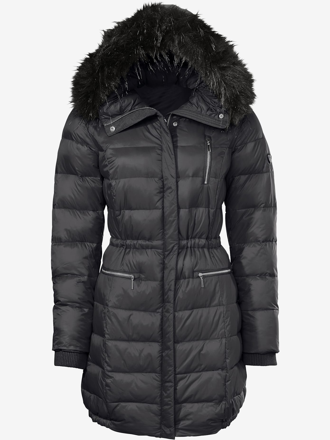 Parka imitation fourrure amovible sur capuche amovible
