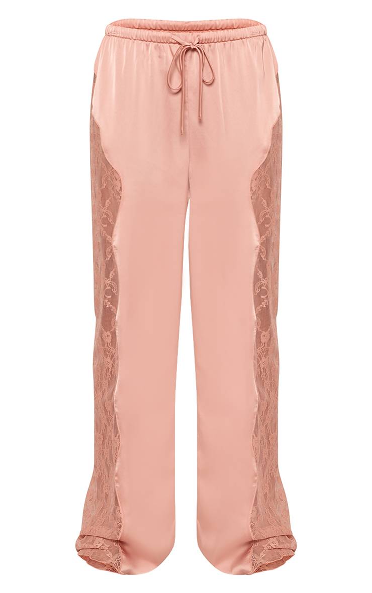 Pêche Pantalon En Satin À Lacets Avec Dentelle