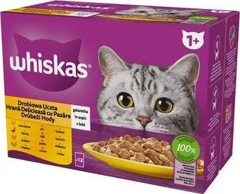 WHISKAS poset jelly poultry, duck, turkey, chicken - vådfoder til katte - 12x85 g