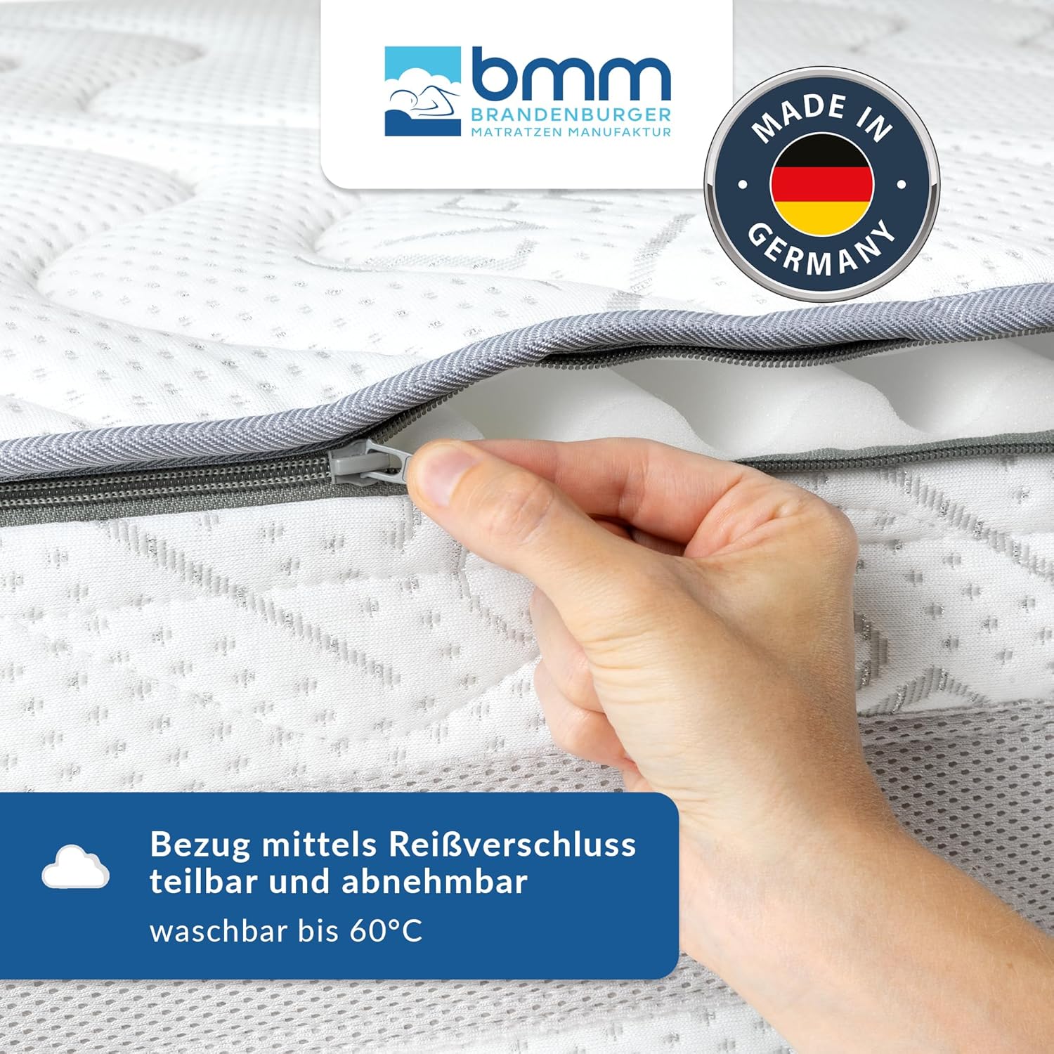 BMM Matratze 120x200cm Komfort 23 H2 medium/Kaltschaummatratze Öko-Tex Zertifiziert/ergonomische 7 Zonen Matratze Höhe 23cm Komfort 23 / Matratzen produziert in Deutschland