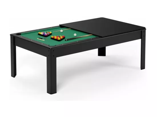 Billard Américain convertible table 6places KITBILL 6Ft - 206,5 x 116,5 x 80 cm Plateau dînatoire et accessoires inclus - Noir