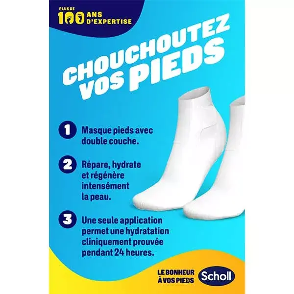 Scholl Masque Pieds Nourrissant au Miel de Manuka - 1 paire