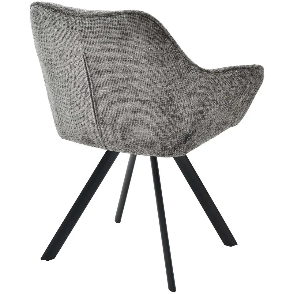 CLP Eetkamerstoel Scott zwart Frame - Stof - donkergrijs