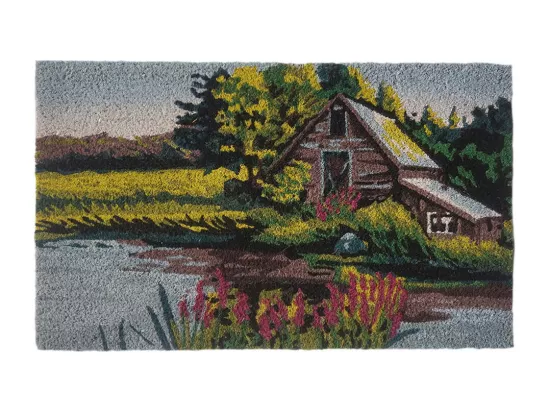 Tapis d'entrée en PVC imprimé bleu 45x75
