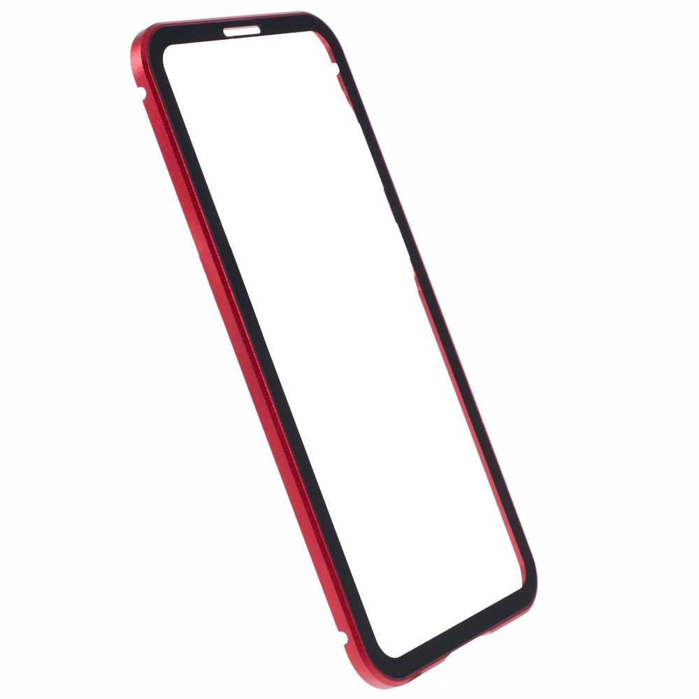 Samsung Galaxy A55 Magnetische Alu Schutzhülle mit Panzer Glas Backcover   Displayschutz (Magnet-Technologie) - Rot