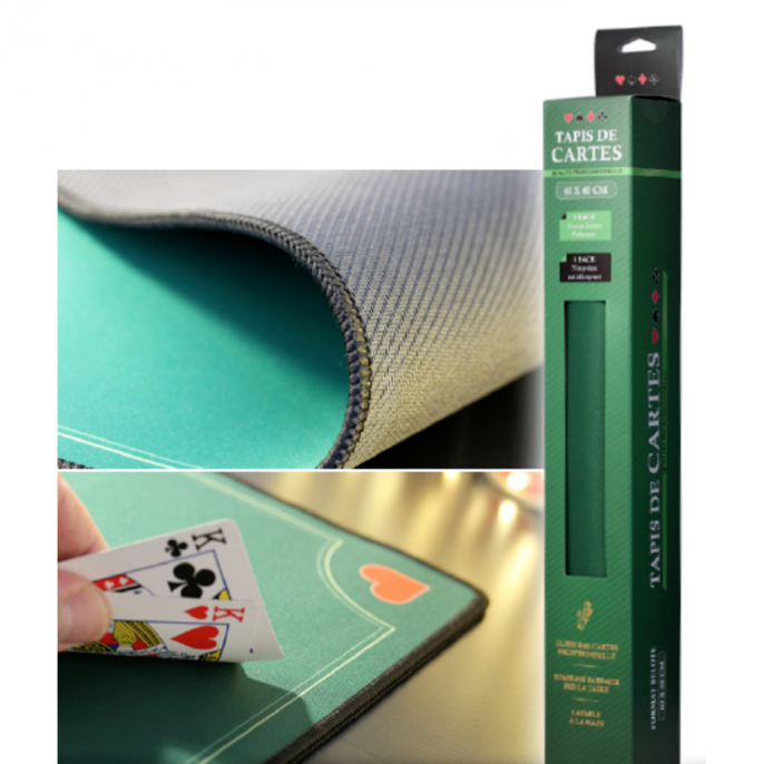 Tapis de cartes : 60x40cm - Belote vert