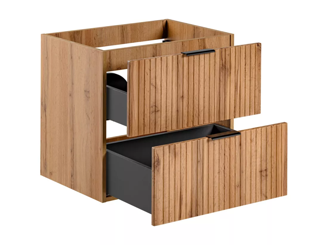 Meuble sous vasque suspendu strié - Naturel clair - L60 cm - ZEVARA