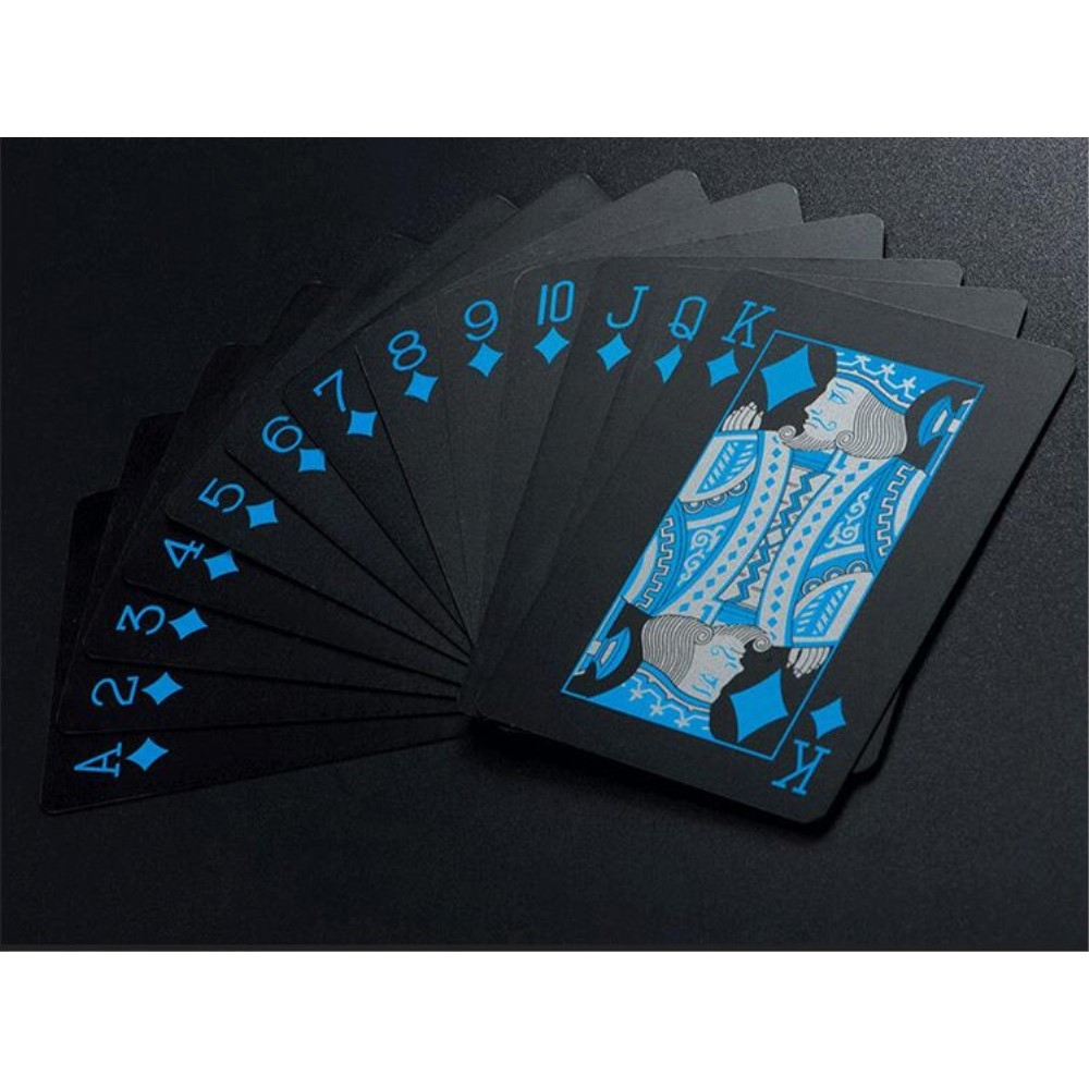 (54er Set) Poker Karten Deck Wasserfestes Jasskarten Spiel - Schwarz / Blau