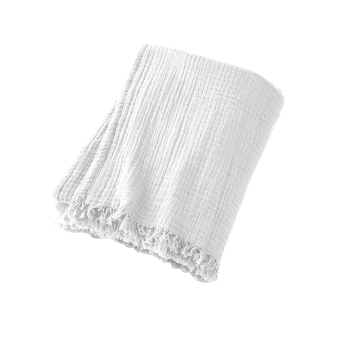 Plaid gaze de coton (130 x 160 cm) Gaïa Blanc chantilly