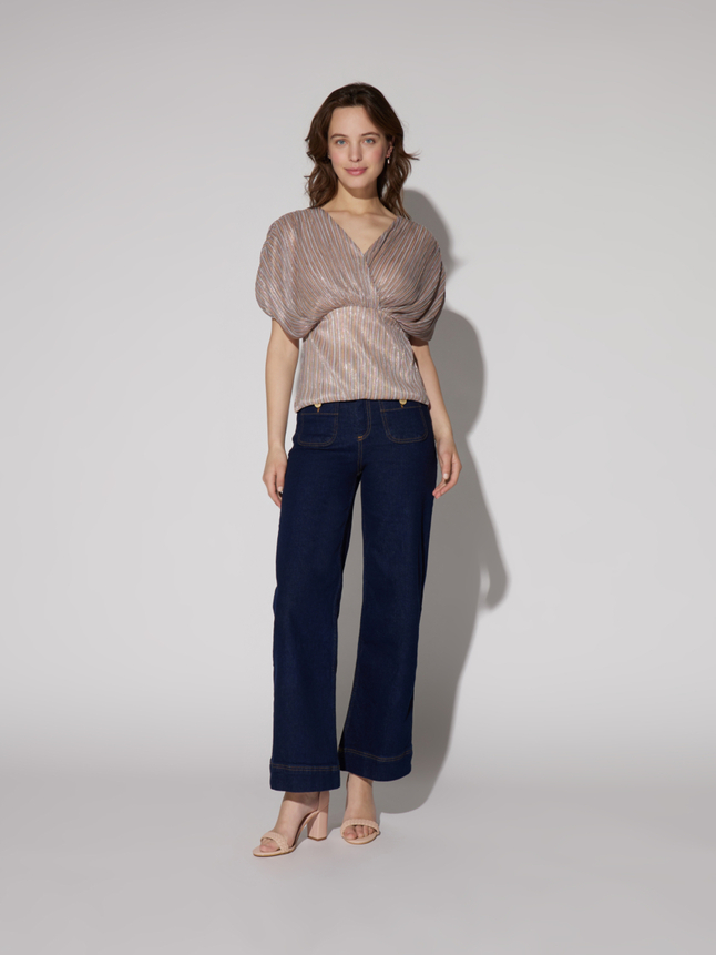 Top lurex rayé rose