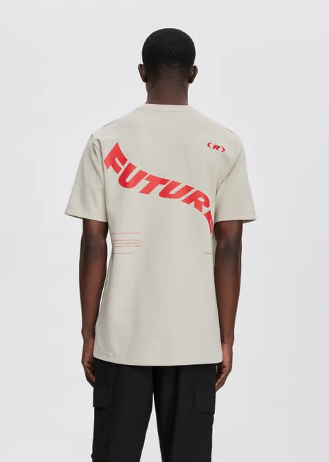 T-shirt met print swirl bruin (TAUPE)