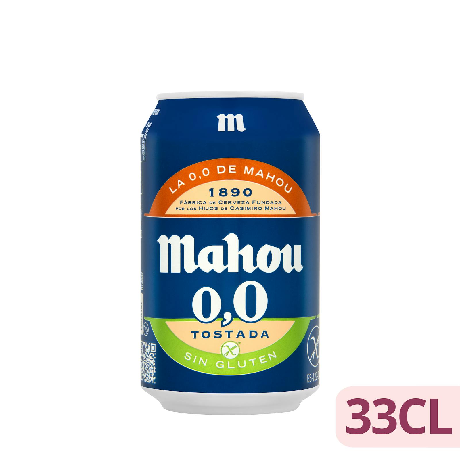Bière Mahou 0,0% sans gluten, sans alcool, toastée