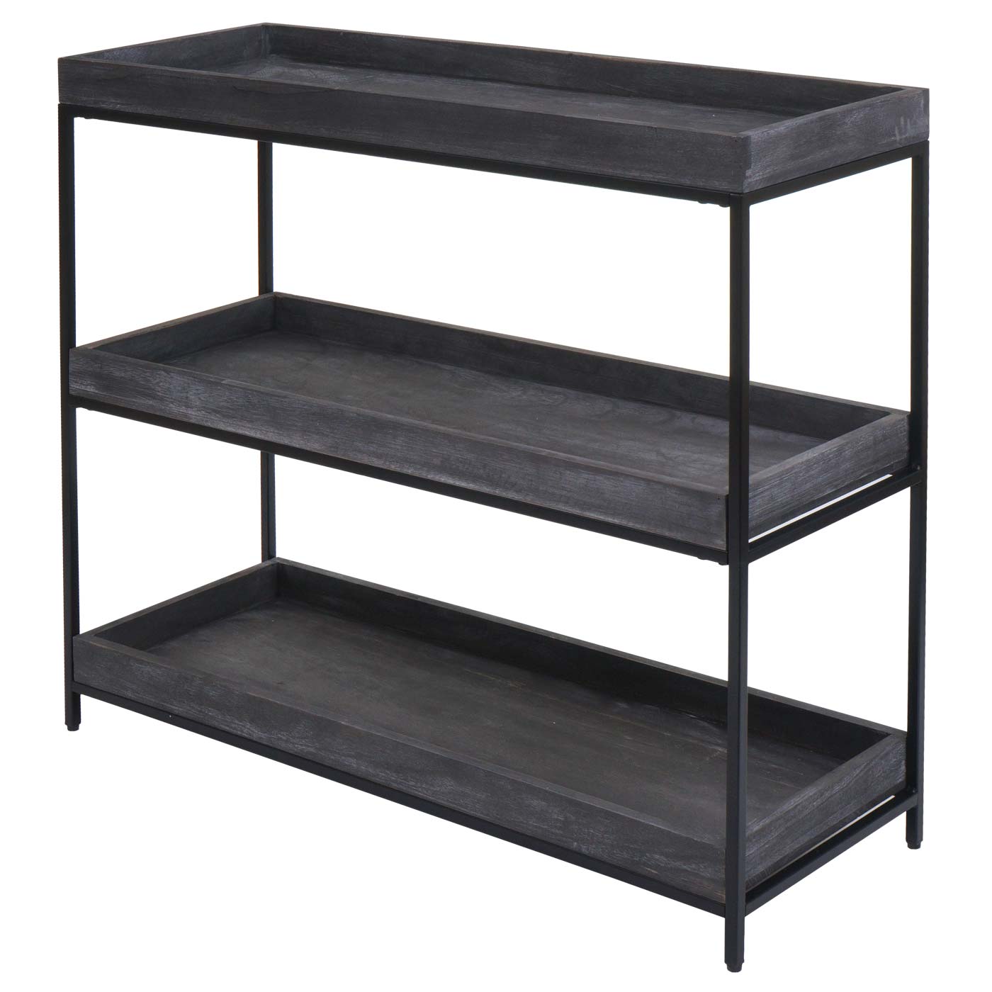 Regal MCW-K71, Standregal Pflanzregal Bücherregal, Holz Metall 3 Ablagen 90x100x35cm ~ dunkelgrau