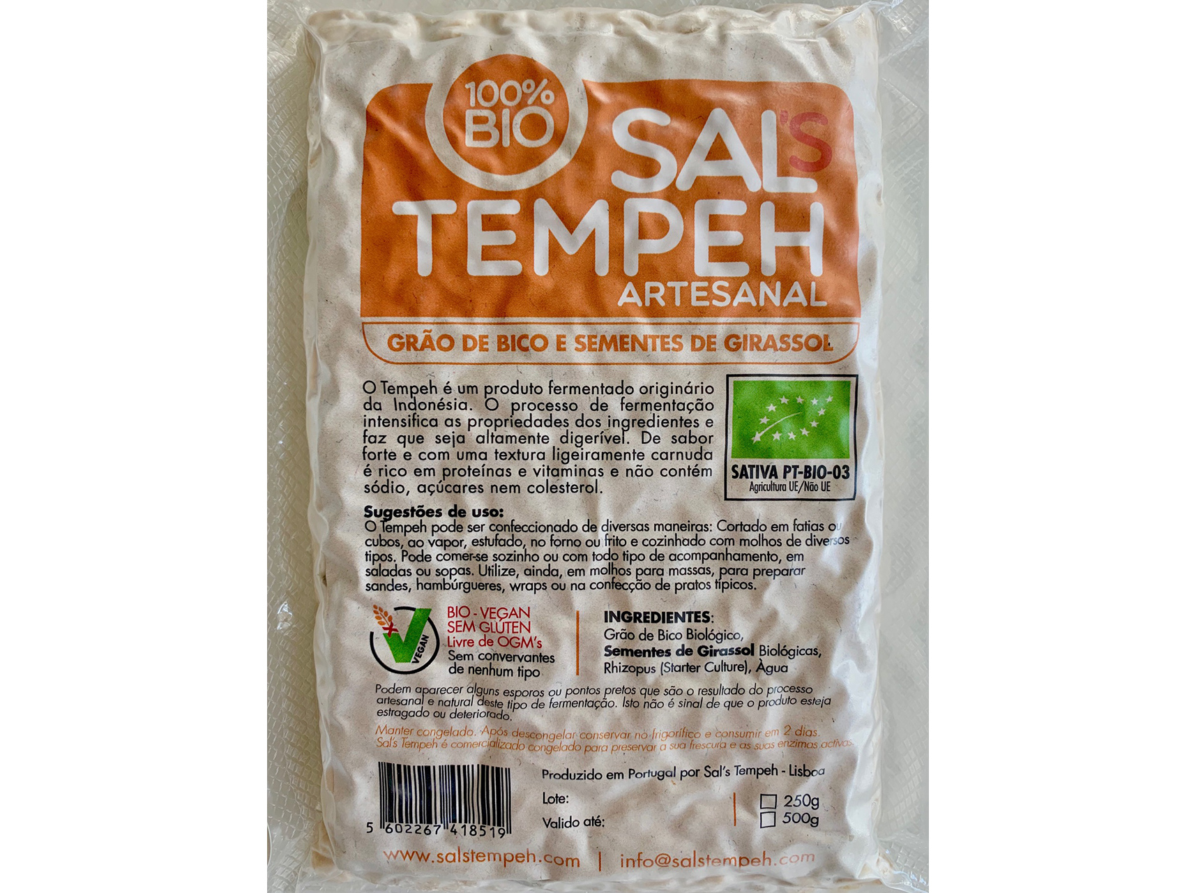 TEMPEH SAL`S TEMPEH GRÃO ULTRACONGELADO BIO 250G