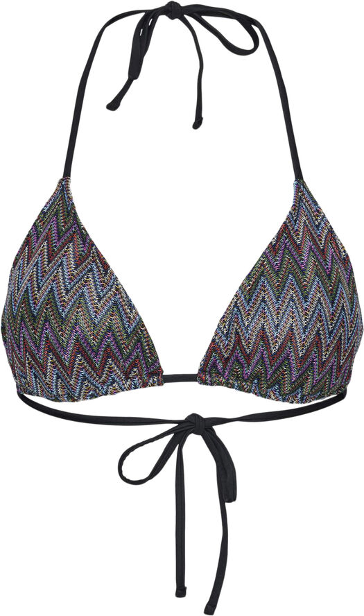 Pieces PCADA BIKINI KNITTED TRIANGLE TOP S Eggnog/multi color jacquard pattern