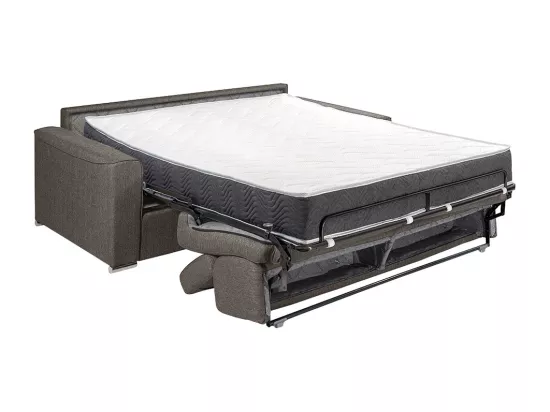Canapé 4 places convertible express en tissu gris - couchage lattes larges 160 cm - Matelas 22 cm avec mémoire de forme VIZIR