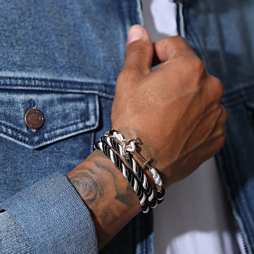 Bracelet AE128 Noir Blanc Doré