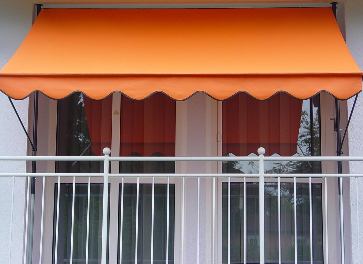Angerer Klemmmarkise Exklusiv mit Handkurbel, Terrasse/Balkon, einfache Montage ohne Bohren, Made in Germany, hochwertiger Stoff, UV-beständig, höhenverstellbar, wasserabweisend, 250 cm Orange