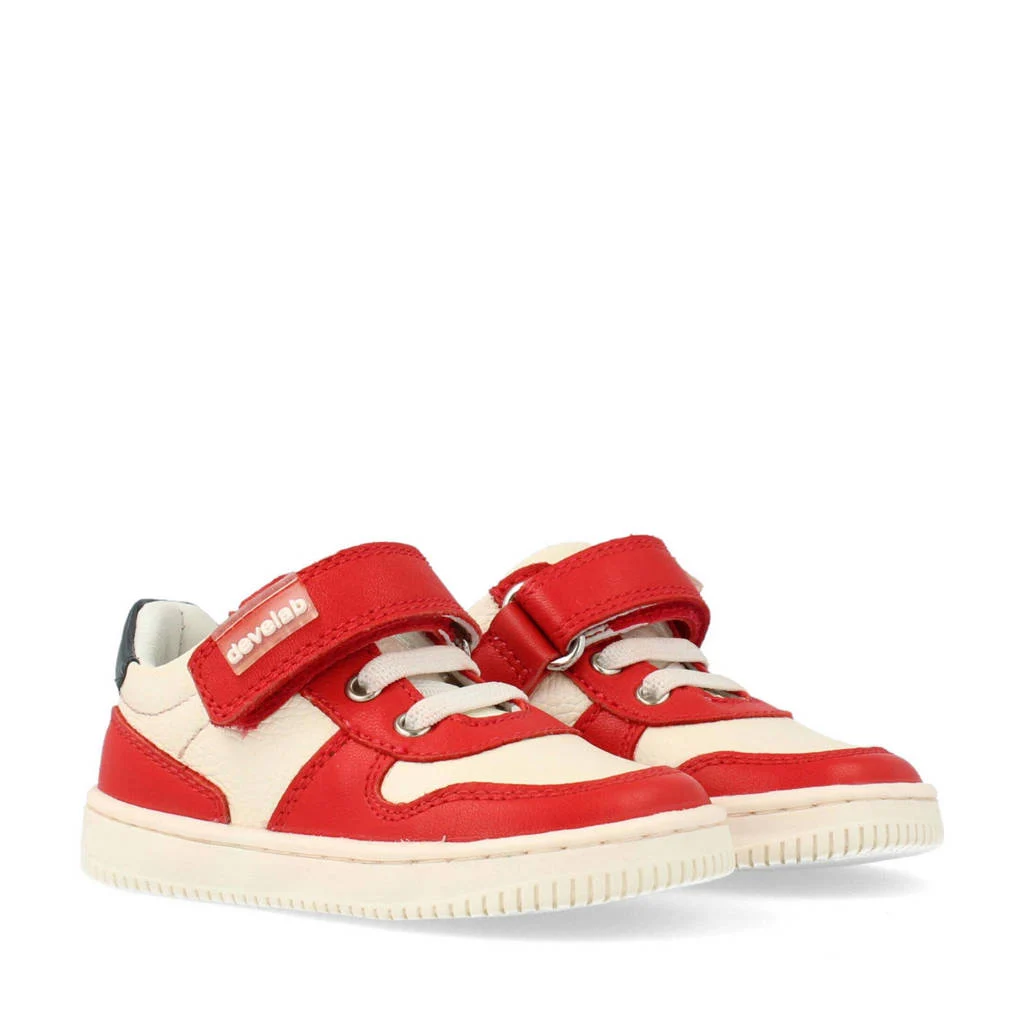 Develab leren sneakers rood/wit