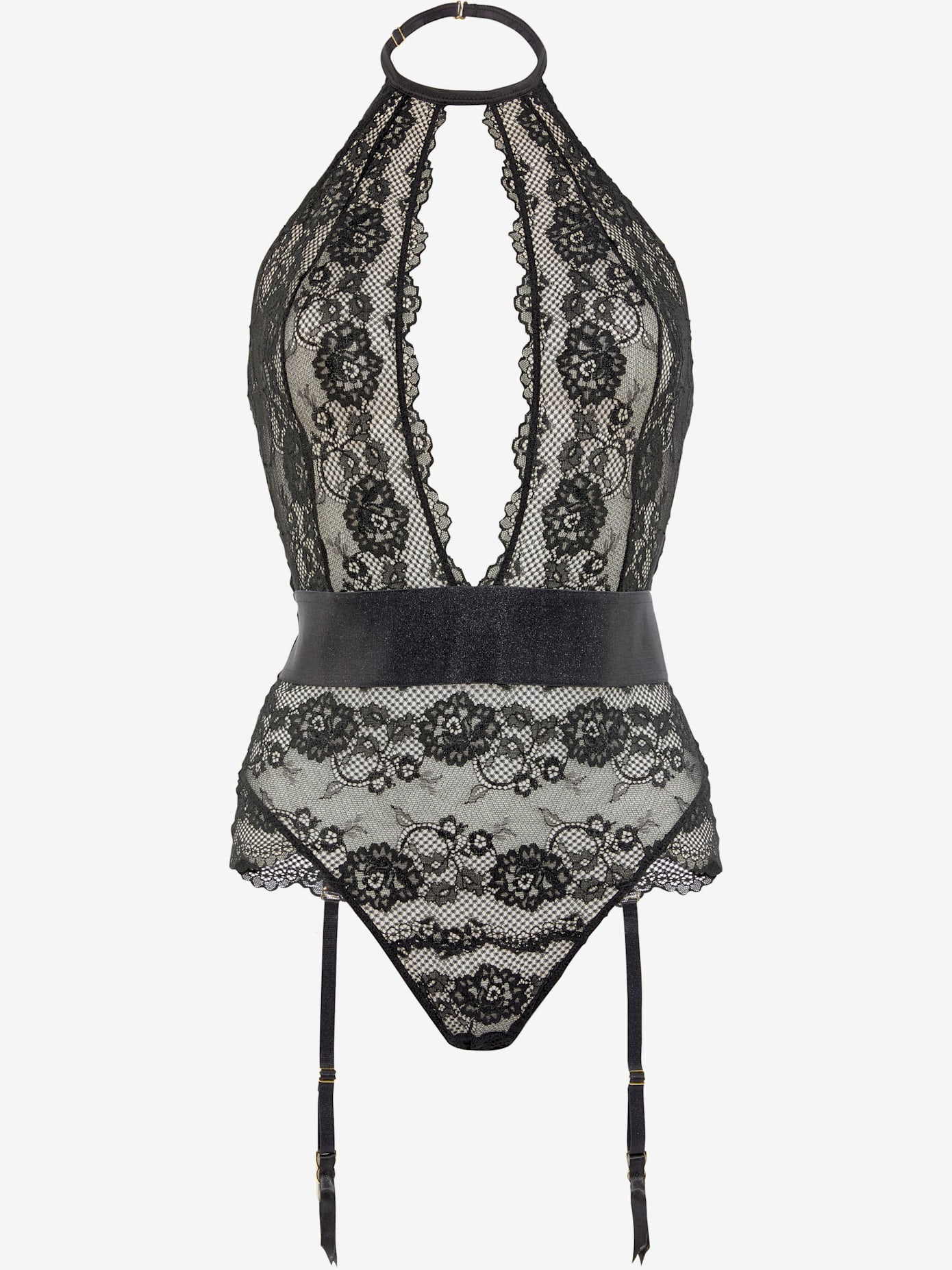 Combinaison string dentelle élastique transparente