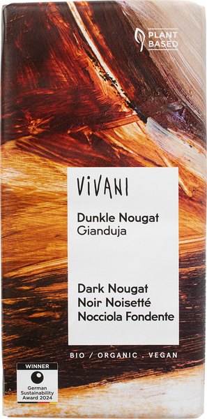 Vivani Chocolate Bar Dark Nougat Gianduja (80 gr)