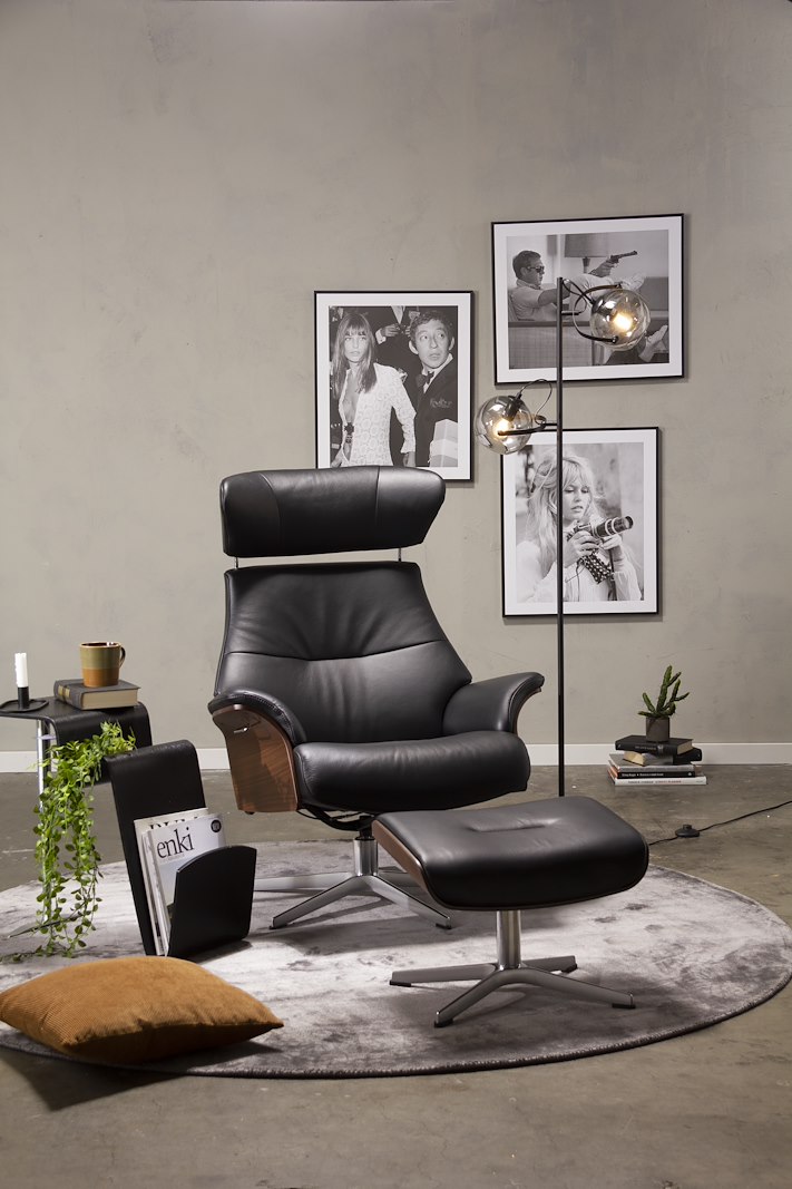 Air Lenestol I hud Fantasy 2514-89 Black, Standard svingfot alu. Skrog valnøtt