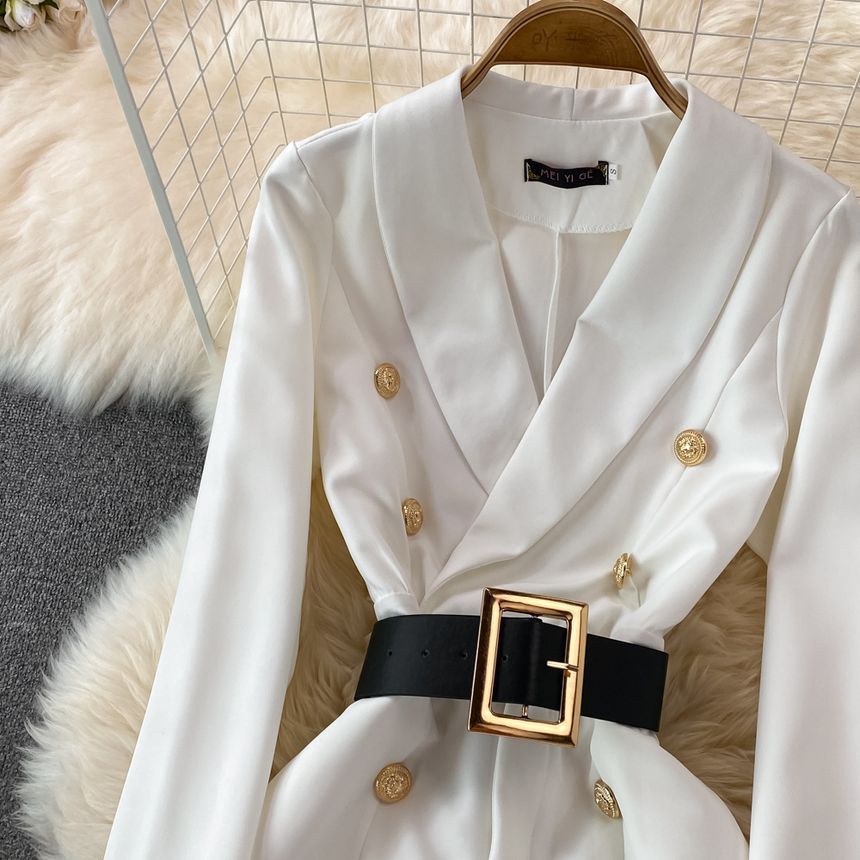 Yearnin - Jumpsuit met lange mouwen en dubbele rij knopen