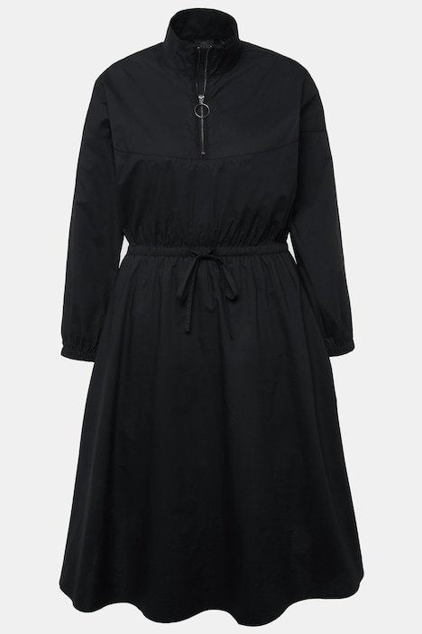 Utility-Kleid, A-Linie, Papertouch, Stehkragen, Langarm