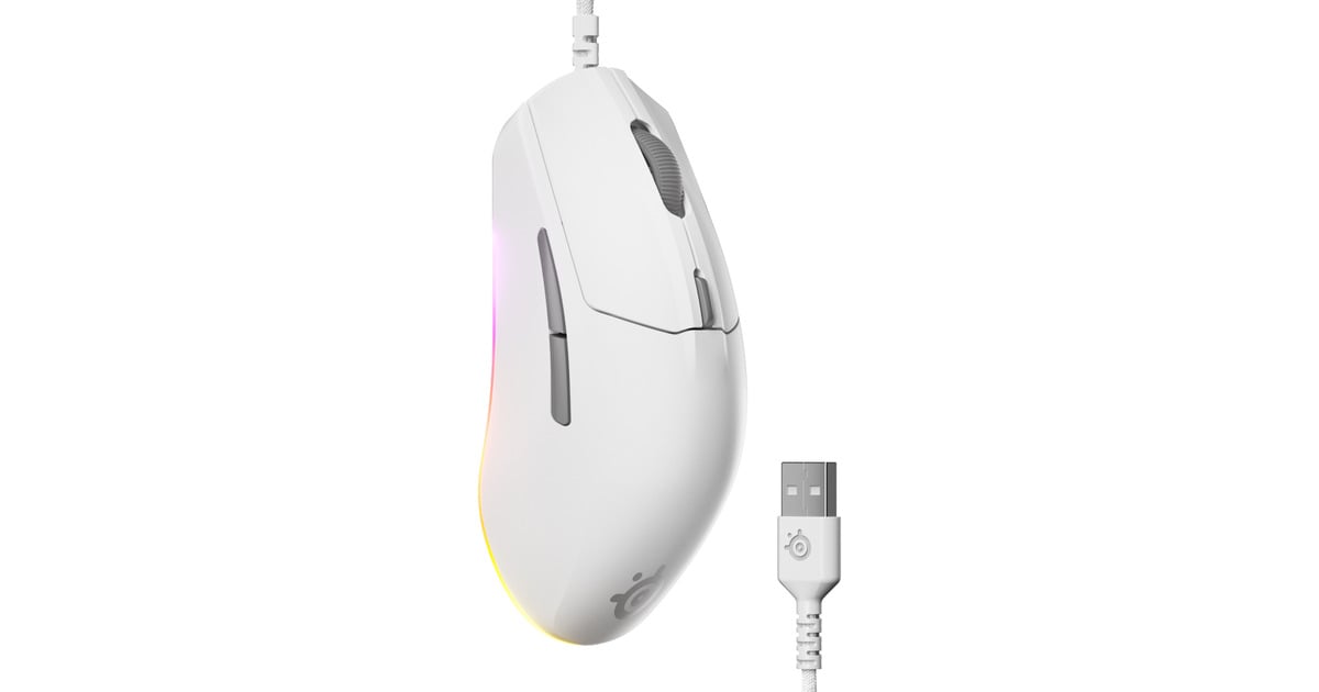 SteelSeriesRival 3 Gen 2 gaming muis  (Wit, 8.500 dpi, RGB)