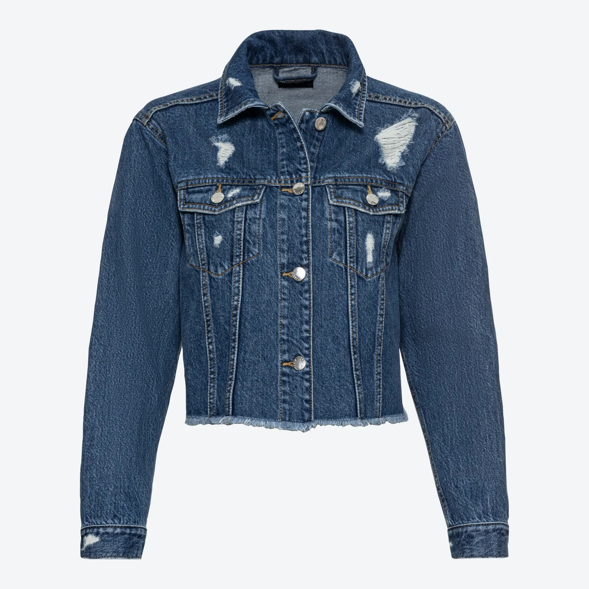 Damen-Jeansjacke mit Destroy-Effekten