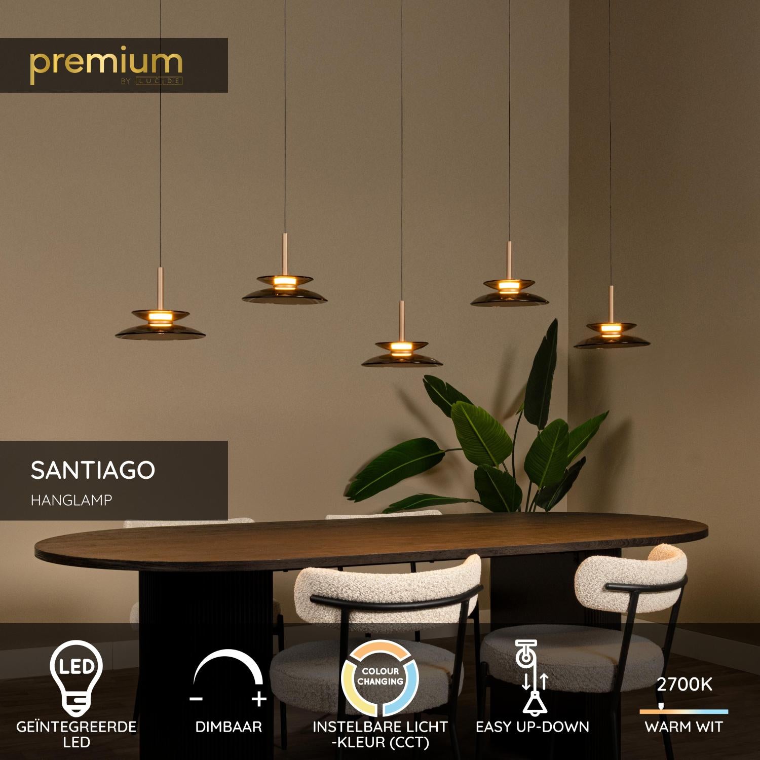 Lucide Premium SANTIAGO Hanglamp - Amber
