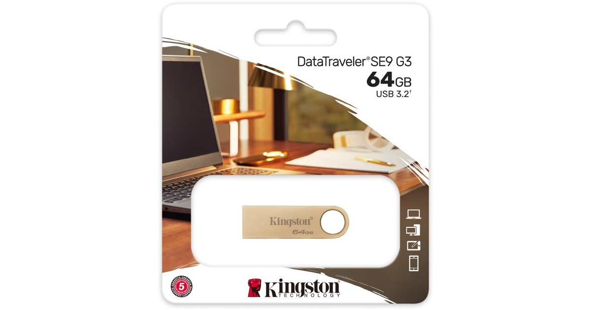 KingstonDataTraveler SE9 G3 64 GB usb-stick  (Goud, DTSE9G3/64GB, USB-A 3.2 (5 Gbit/s))