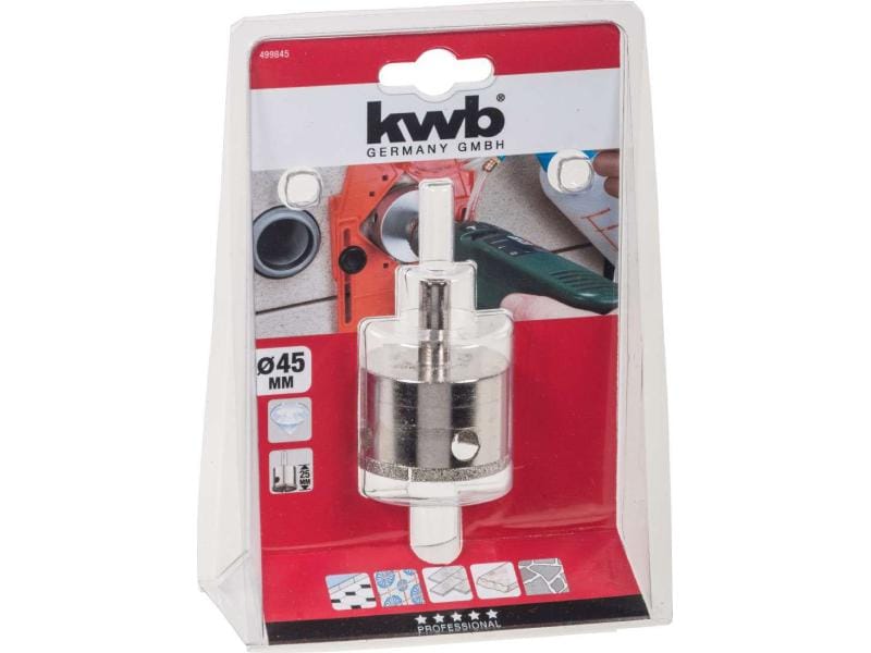 kwb Lochsäge Diamant 45/25 mm Lochsägen DIAMANT bestreut für Abwasserrohre, Verteiler- und Steckdosen
