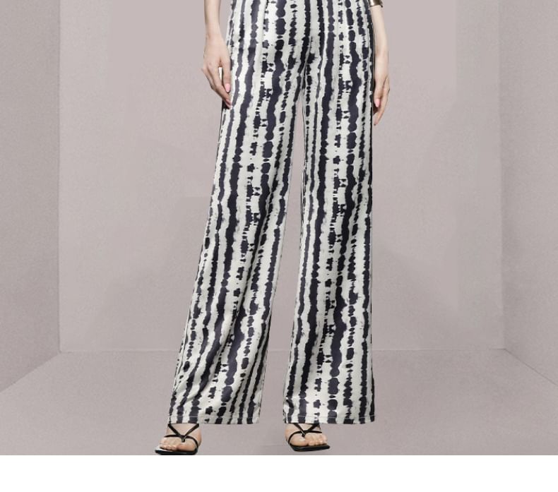 Aurora - Set: Spaghettibandjes V-hals bedrukte wijde jumpsuit + sjaal