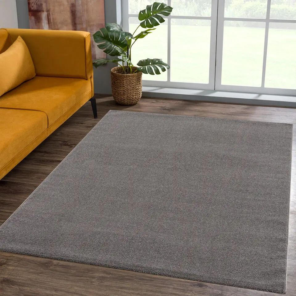 Uni Effen Laagpolig Vloerkleed Modern Grijs - 200x290 CM