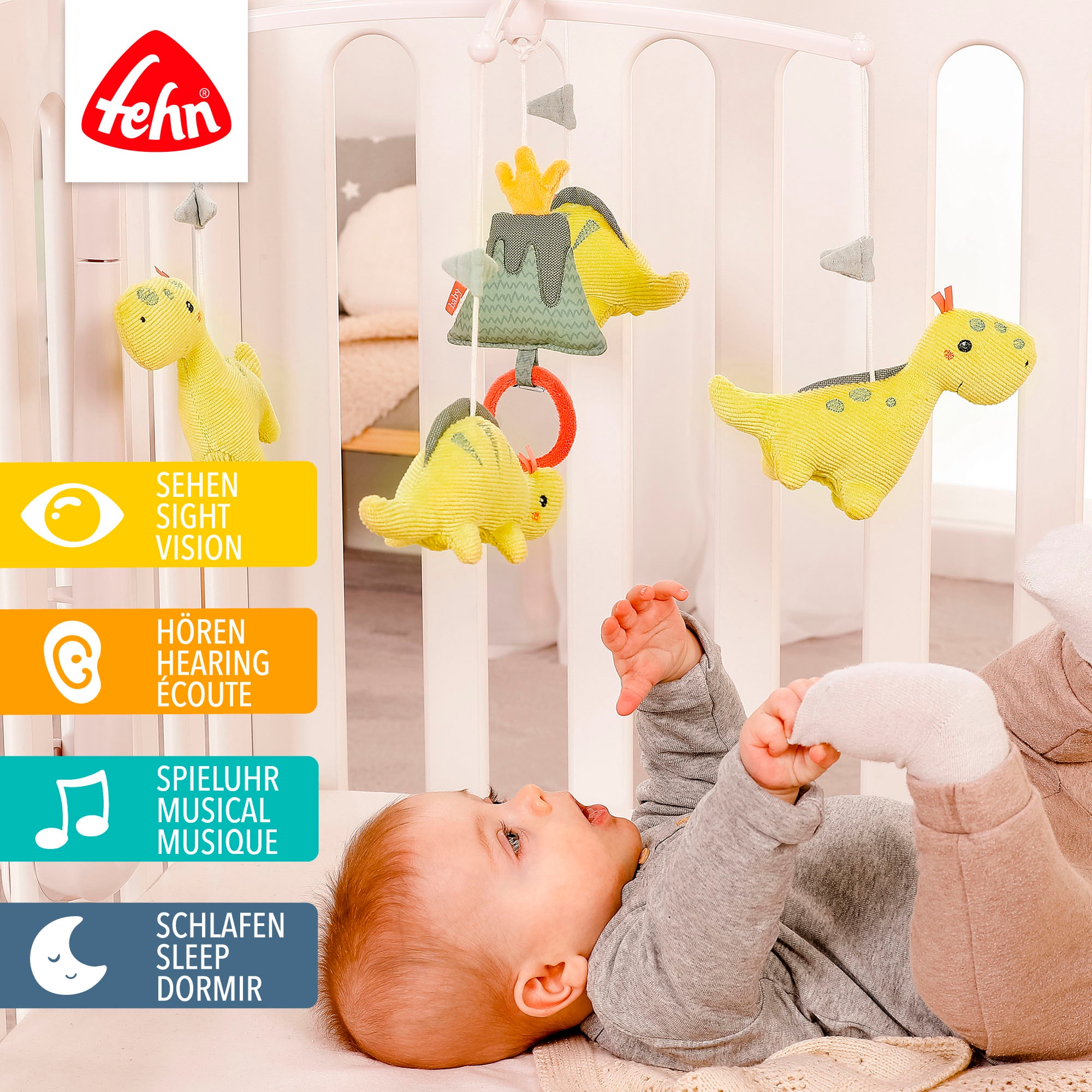 Fehn Mobile »Happy Dino, Musik-Mobile« mit Bett-Befestigung