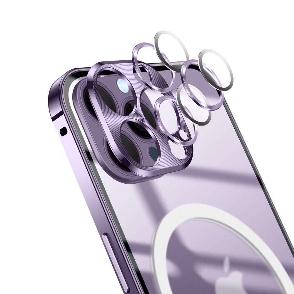iPhone 14 Pro MagSafe Alu Schutzhülle mit Panzer Glas Backcover   Kameraschutz - Schwarz