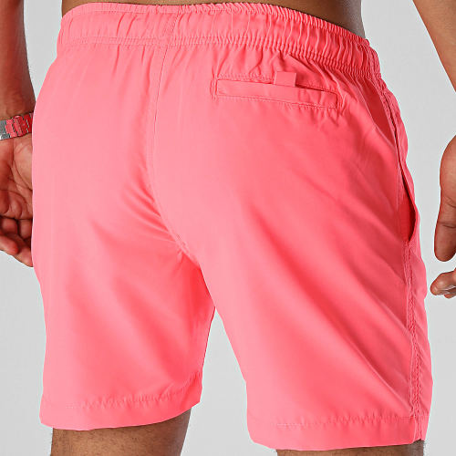 Short De Bain Logo Rose Fluo Noir