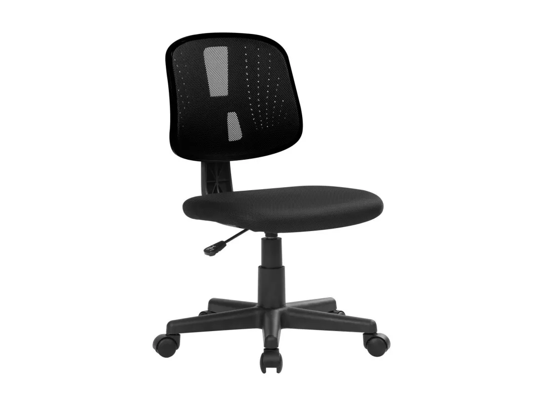 Chaise de bureau Nowra, Chaise de bureau de travail, Siège de bureau ergonomique, 49x43h81/93 cm, Noir