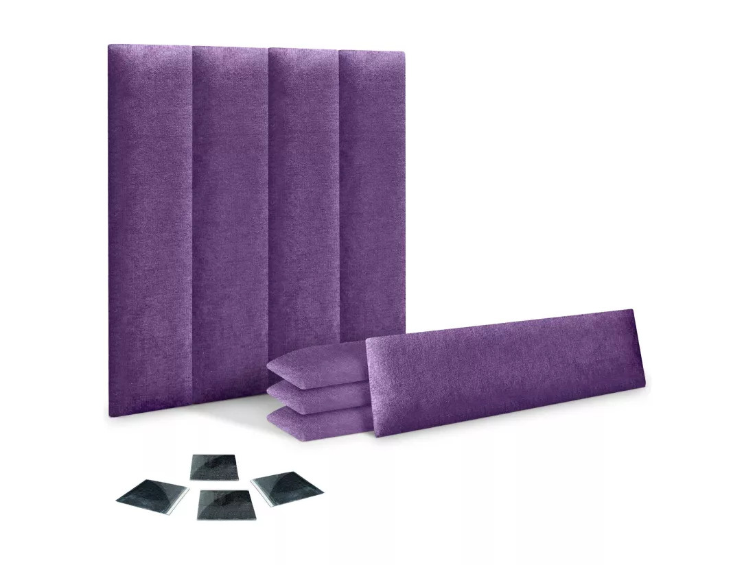 DHOME Lot de 8 Panneaux Rembourrés en Tissu Aqualine Autocollants pour Mur Acoustiques Absorbants Protection contre les Chocs (Lilas, 60x20cm, x8)