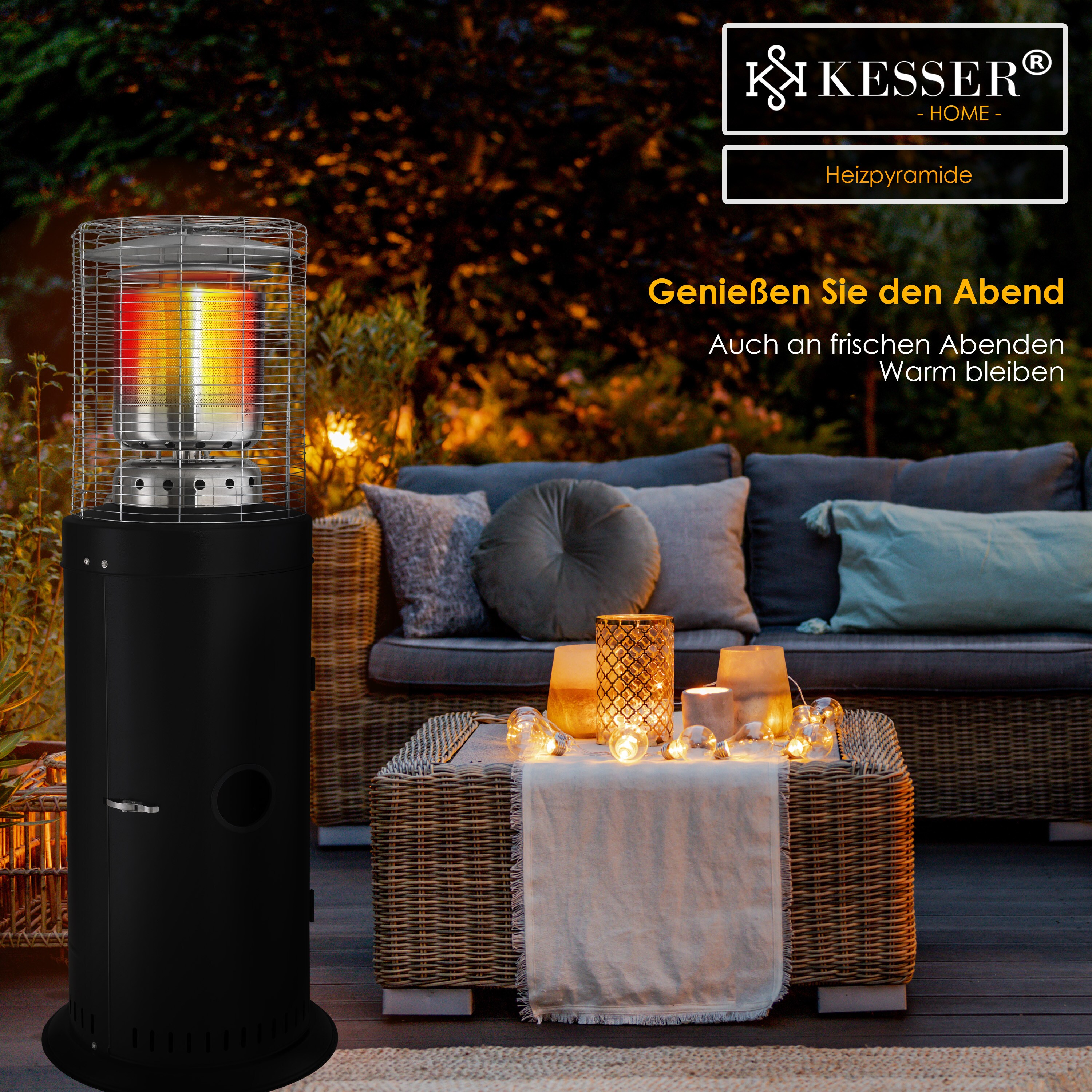 KESSER® Heizstrahler Gas KE12 Heizpilz für Terrasse Terrassenheizer Terrassenheizstrahler , Freiluftheizung 10 kW Gasheizstrahler gasheizer , Wärmestrahler, Heizgerät - inkl. Schutzhülle Edelstahl