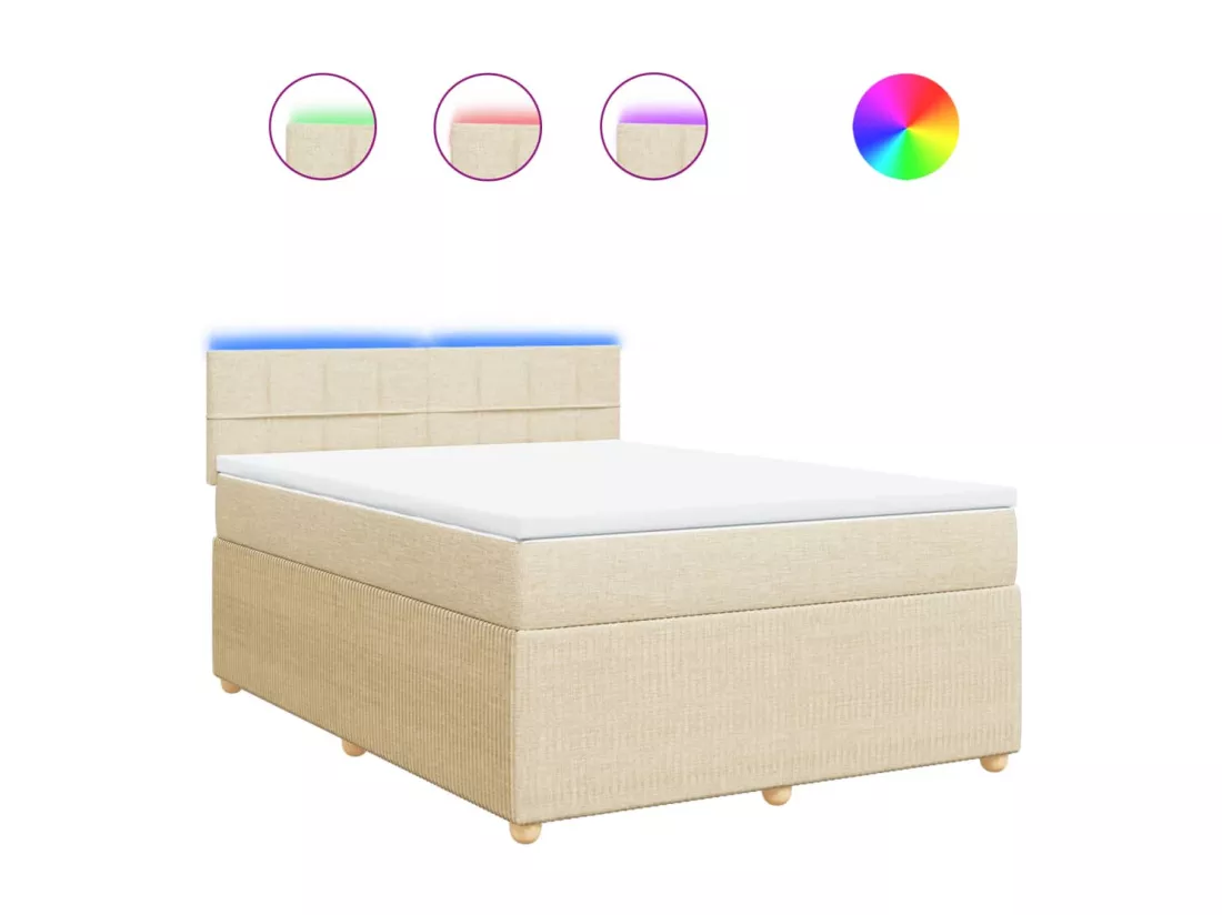 Sommier à lattes de lit avec matelas Crème 140x190 cm Tissu
