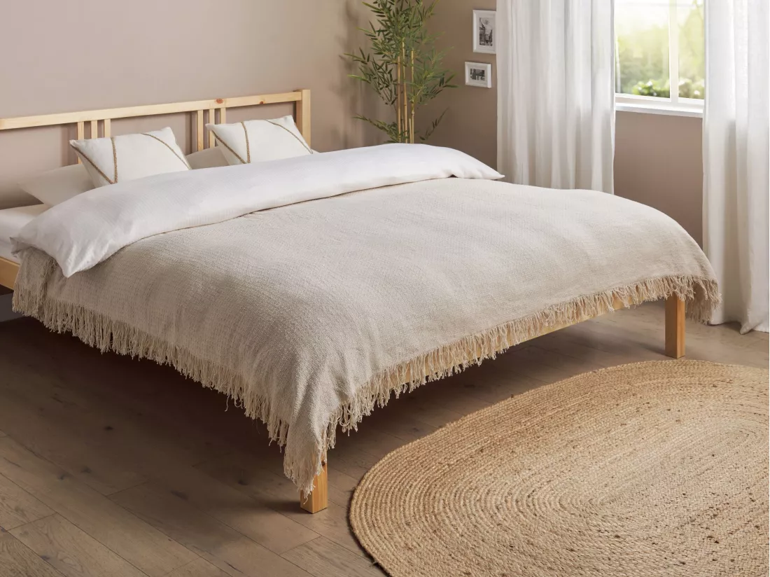 Couvre-lits YERBENT Coton 150 x 200 cm Gris clair