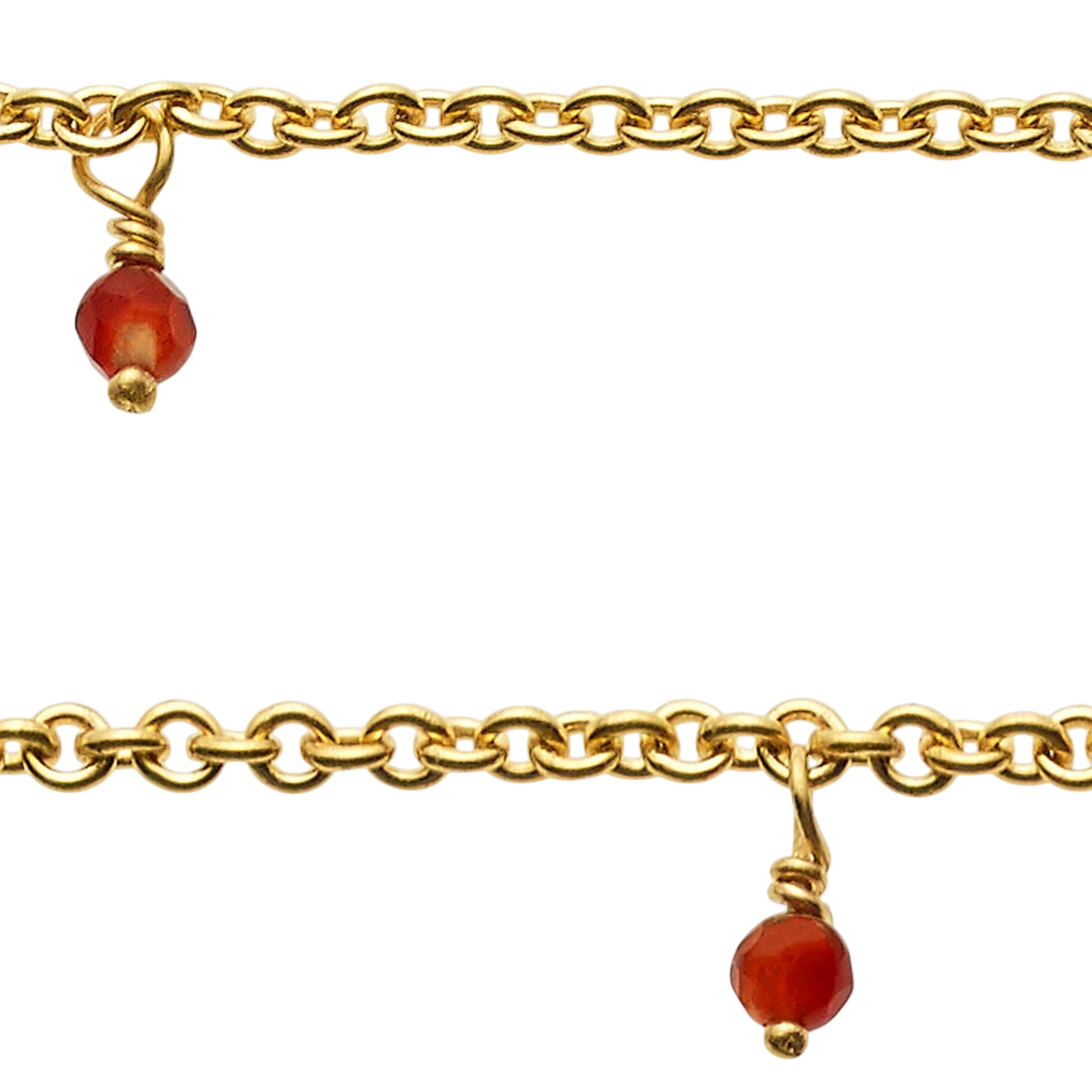 Collier mit 8 Carneol Steinen und Muschel Anhänger, vergoldet