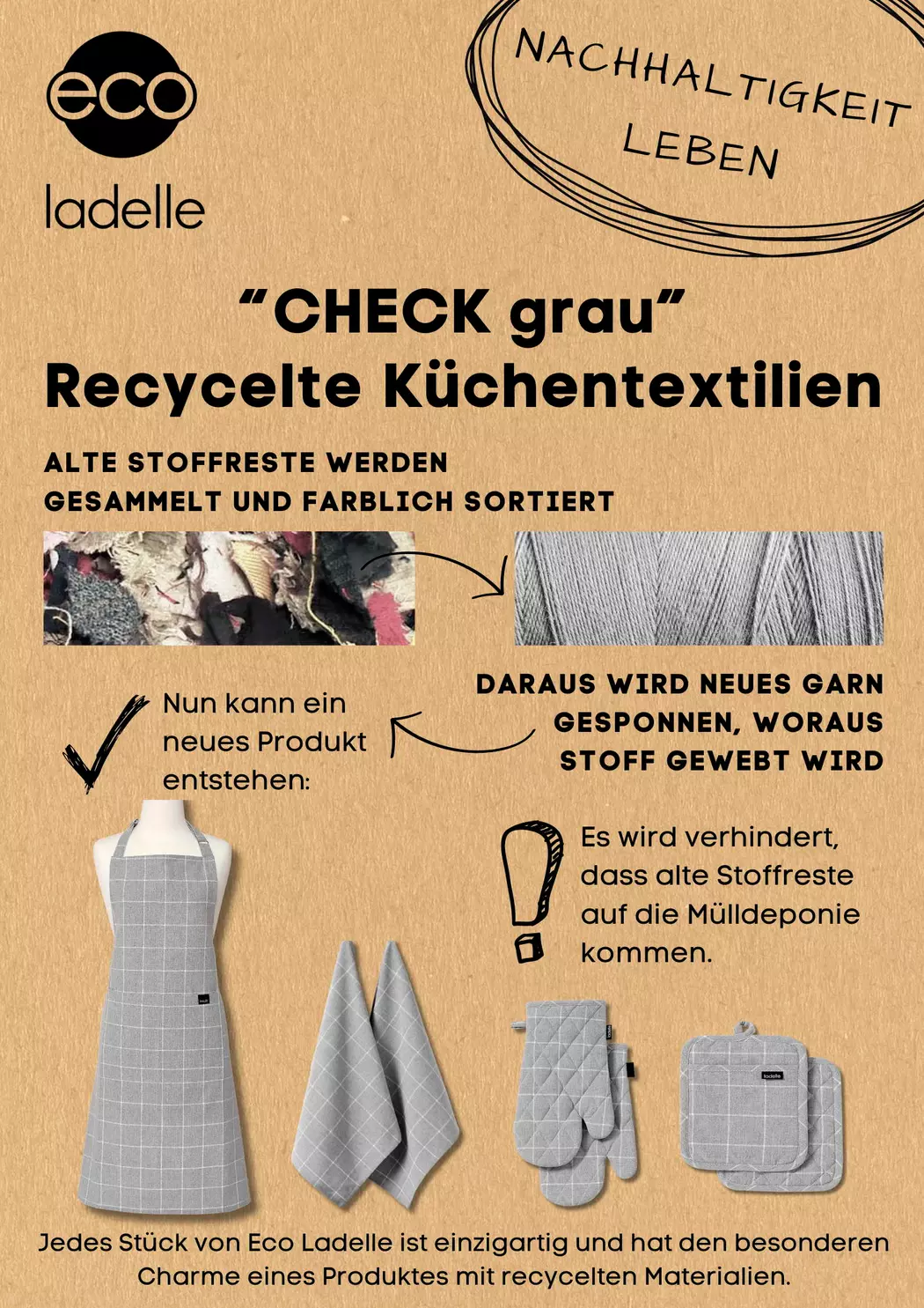 Schürze Eco Check 70 x 89 cm