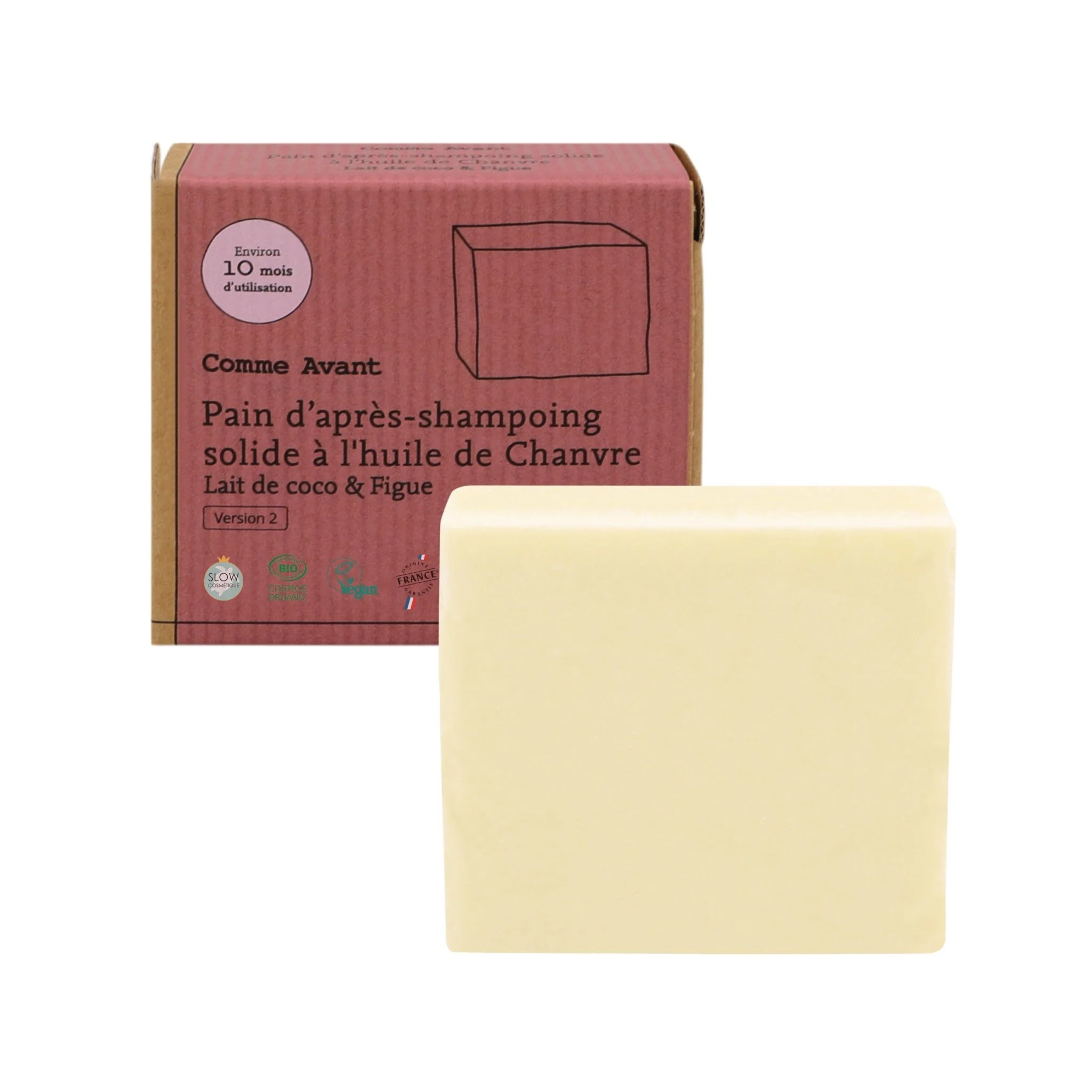Après-shampoing solide à l'huile de chanvre - Version 2 - 1 après-shampoing - 45g / Brut sans parfum