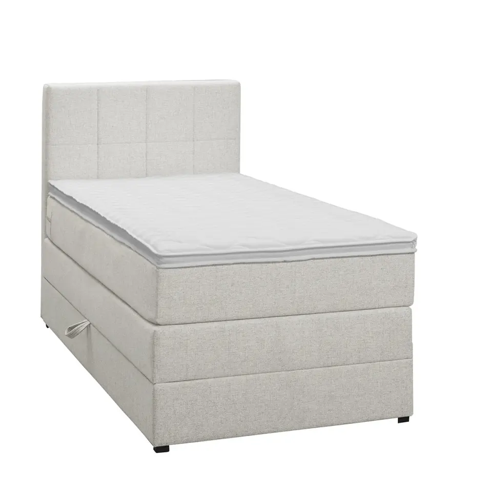 Boxspring met opbergruimte Liv geblokt - ecru - 90x200 cm